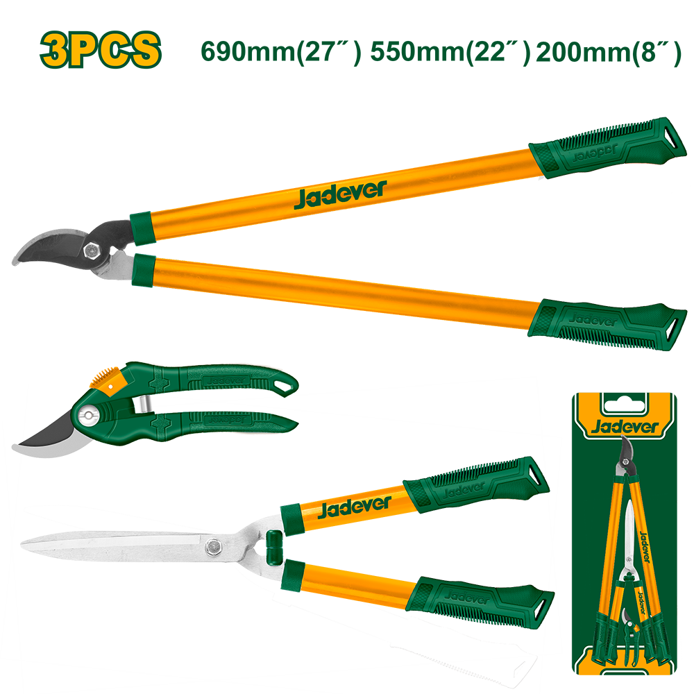 JADEVER SET DE 3 CISAILLES DE JARDIN 200-550-690MM
