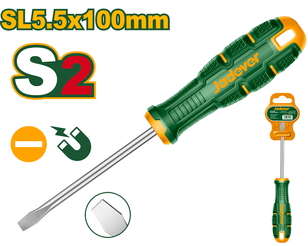 JADEVER TOURNEVIS PLAT SL5.5 X100 MM 2S