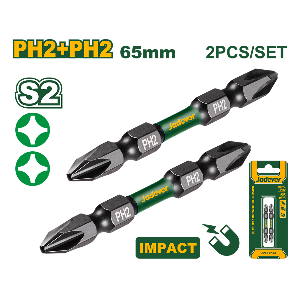 JADEVER SET DE 2 EMBOUTS PH2+PH2X50MM