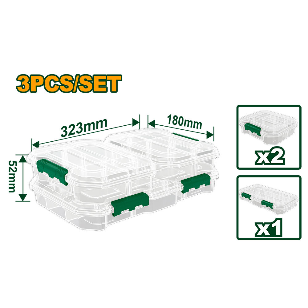 JADEVER SET DE 3 BOITES TRANSPARENTES