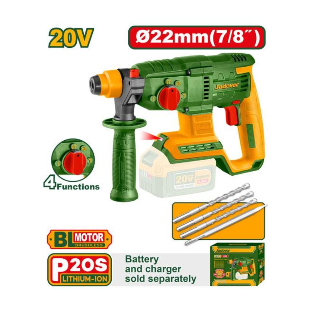 Marteau perforateur brushless 20v 22mm sans batterie sans chargeur JADEVER JDLM15220 au Maroc