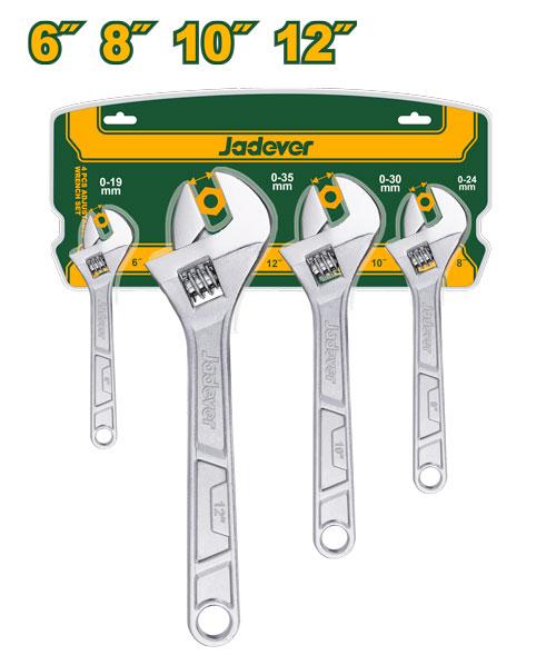JEU DE 4 CLES A MOLETTE 150MM(6")/200MM(8")/250MM(10")/300MM(12") JADEVER JDAW174K au Maroc