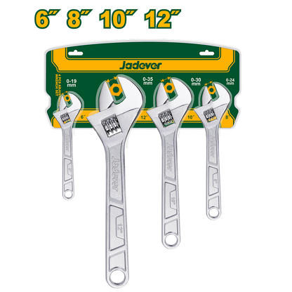 JEU DE 4 CLES A MOLETTE 150MM(6")/200MM(8")/250MM(10")/300MM(12") JADEVER JDAW174K au Maroc