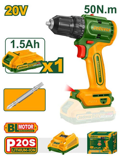VISSEUSE BRUSHLESS 20V 50NM 1 BATTERIE 1.5A JADEVER JDCDP5521 au Maroc