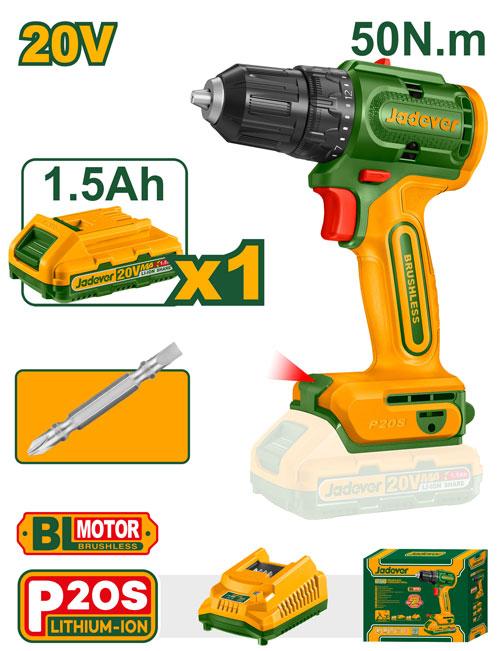 VISSEUSE BRUSHLESS 20V 50NM 1 BATTERIE 1.5A JADEVER JDCDP5521 au Maroc