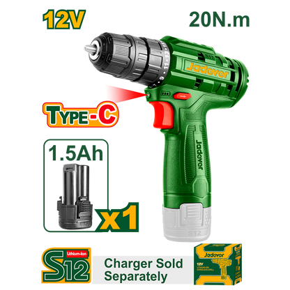 VISSEUSE 12 V 1 BATTERIE SANS CHARGEUR TYPE C JADEVER JDCDS510 au Maroc