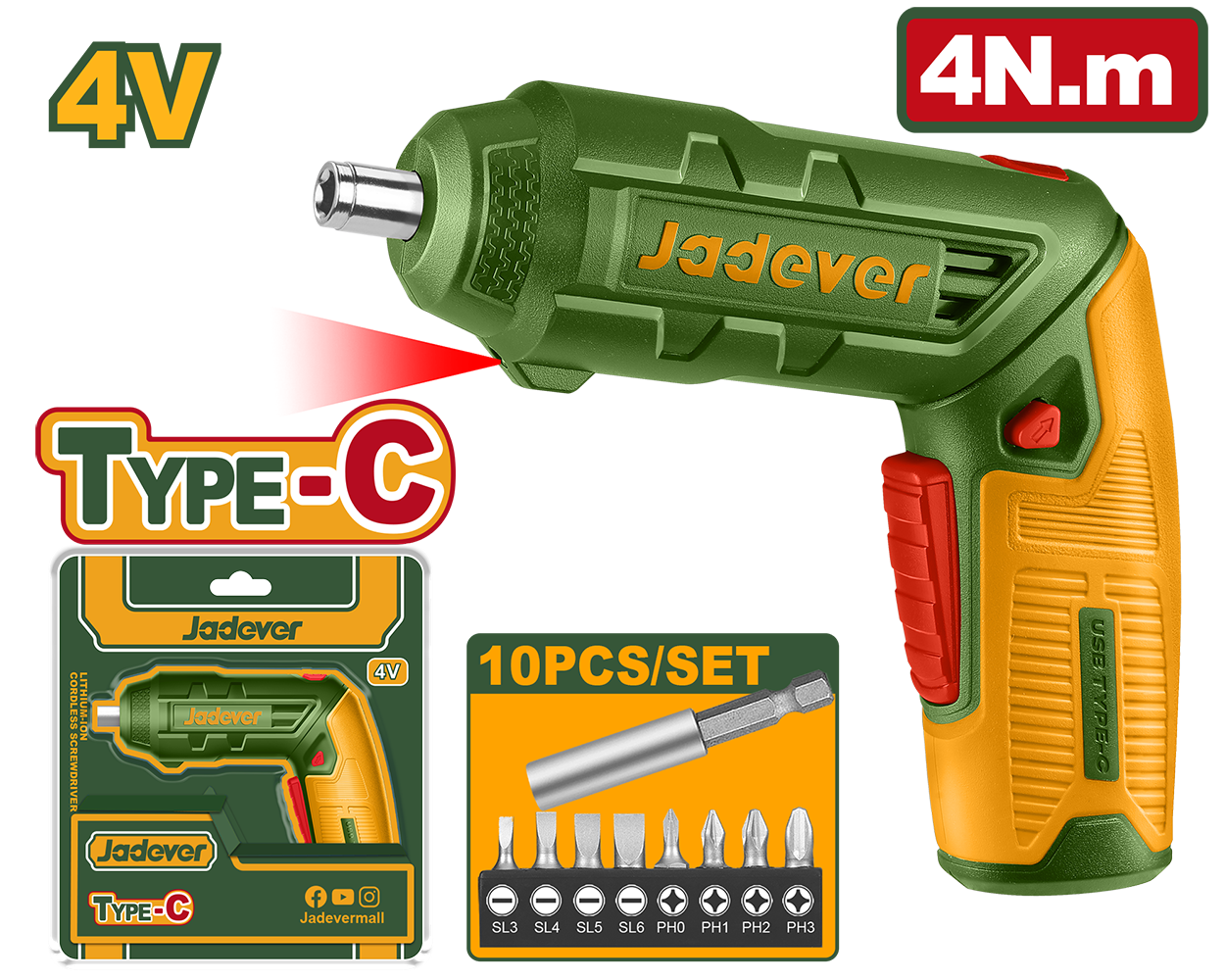 JADEVER MINI VISSEUSE 4V 4NM VIA CHARGEUR TYPE C