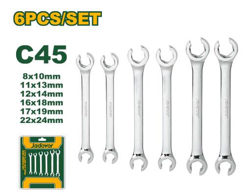 JEU DE 6 CLÉS À ANNEAUX POUR ÉCROUS ÉVASÉS 8X10MM,11X13MM,12X14MM,16X18MM,17X19MM,22X24MM JADEVER JDDS2406 au Maroc