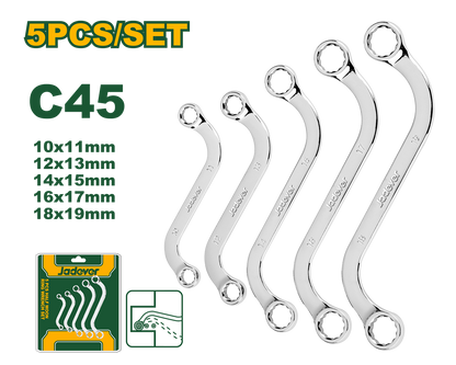 JEU DE 5 CLÉS À ANNEAUX TYPE S 10X11MM,12X13MM,14X15MM,16X17MM,18X19MMJAD JADEVER JDFR4405 au Maroc