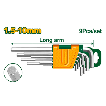 JEU DE 9 CLES HEXAGONALE 1.5MM,2MM, 2.5MM, 3MM, 4MM, 5MM, 6MM, 8MM, 10MM. JADEVER JDHK1291 au Maroc