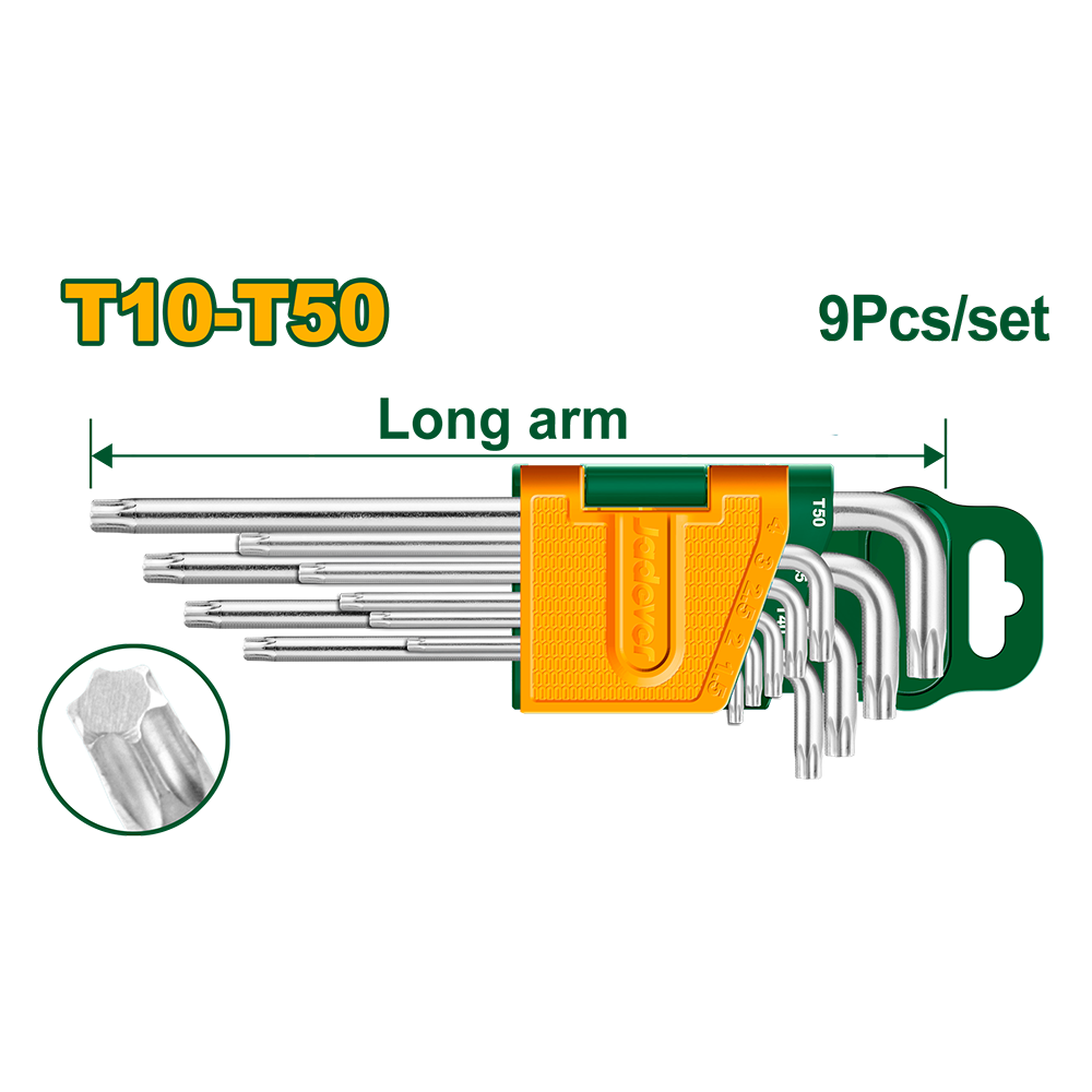 JADEVER JEU DE CLE TORX T-10,T-15,T-20,T-25,T-27,T-30,T-40,T-45,T-50.