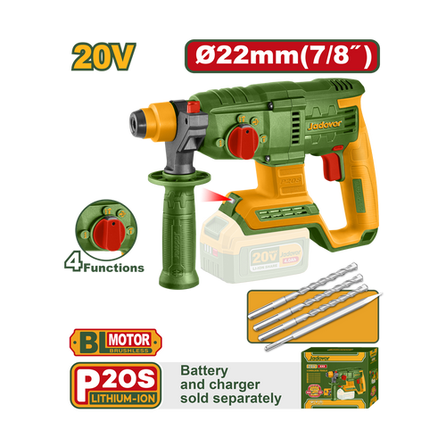 JADEVER MARTEAU PERFORATEUR BRUSHLESS 20V 22MM SANS BATTERIE SANS CHARGEUR