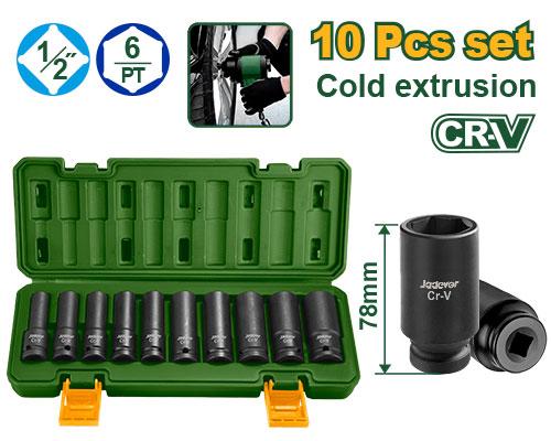 JEU DE 10 DOUILLES À CHOCS PROFONDES DE 1/2" JADEVER JDMS2D02 au Maroc