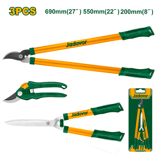 JADEVER SET DE 3 CISAILLES DE JARDIN 200-550-690MM