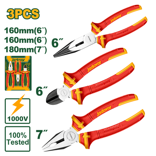 JADEVER SET DE 3 PINCES A PEC-COUPANTE-UNIVERSELLE 160MM-180MM