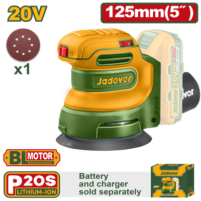 JADEVER PONCEUSE EXCENTRIQUE BRUSHLESS 20V SANS BATTERIE SANS CHARGEUR AU MAROC [JDRAP5030]