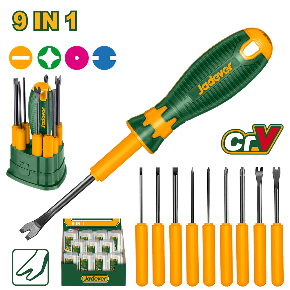 JADEVER JEU DE 10 TOURNEVIS INTERCHANGEABLES