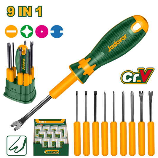 JADEVER JEU DE 10 TOURNEVIS INTERCHANGEABLES