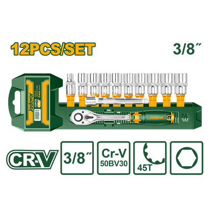 JEU DE 12 DOUILLE 8-10-11-12-13-14-15-16-17-19 MM AVEC CLIQUET 3/8" JADEVER JDST3212 au Maroc
