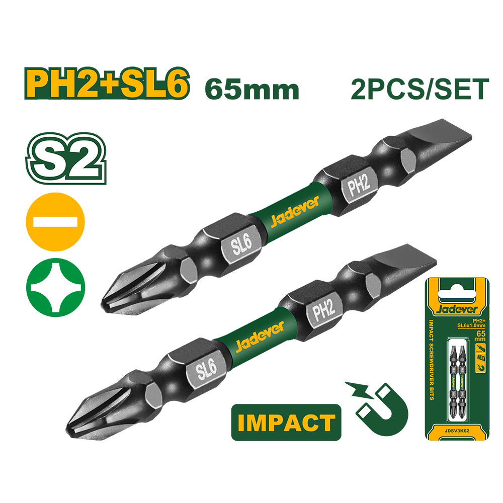 JADEVER SET DE 2 EMBOUTS PH2+SL X65MM
