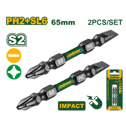 set de 2 embouts ph2+sl x65mm JADEVER JDSV3K63 au Maroc