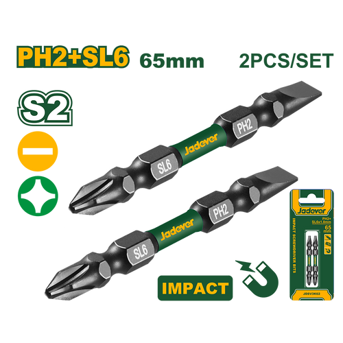 JADEVER SET DE 2 EMBOUTS PH2+SL X65MM