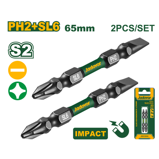 JADEVER SET DE 2 EMBOUTS PH2+SL X65MM