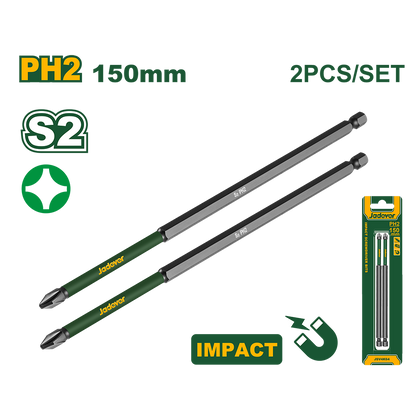 SET 2 EMBOUTS DE TOURNEVIS À PERCUSSION PH2*150MM JADEVER JDSV4K64 au Maroc