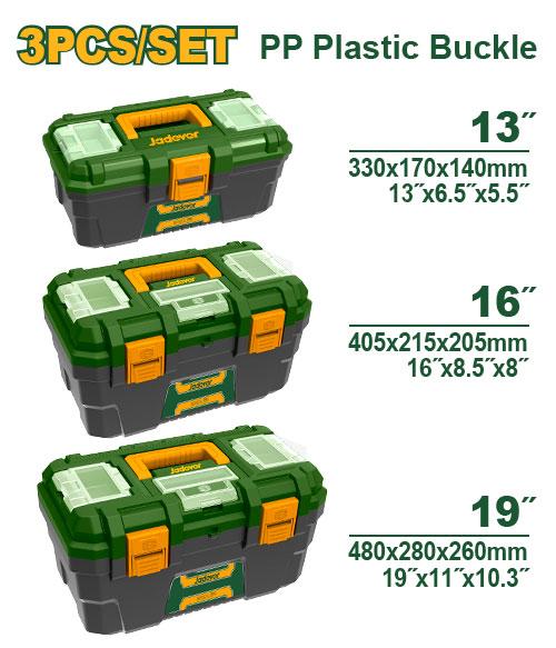 JEU DE BOÎTES À OUTILS EN PLASTIQUE 3PCS JADEVER JDTB2103 au Maroc