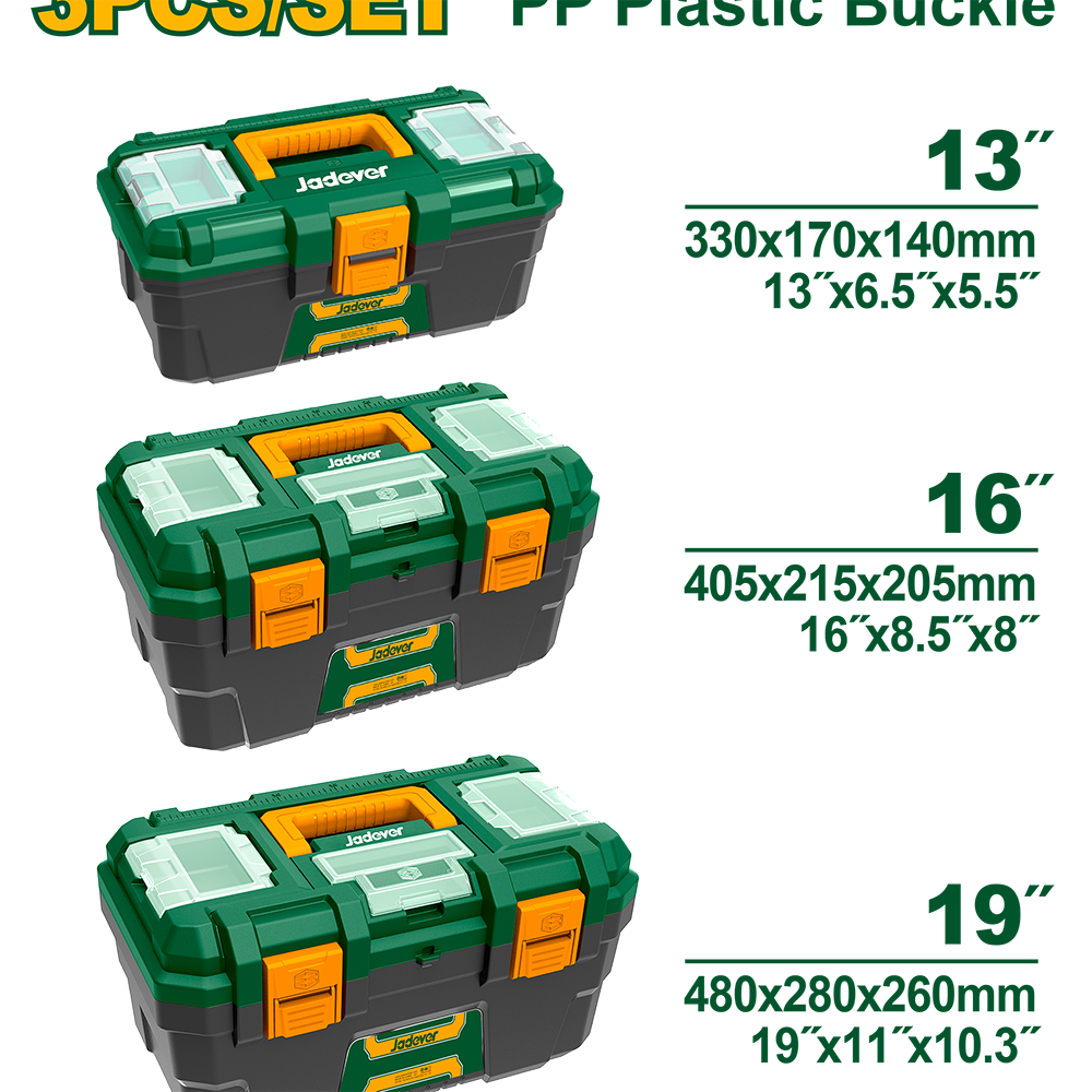 JADEVER JEU DE BOÎTES À OUTILS EN PLASTIQUE 3PCS