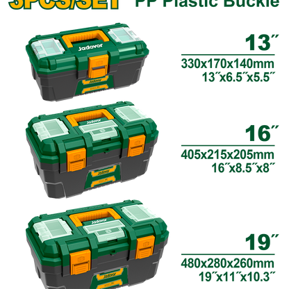 JEU DE BOÎTES À OUTILS EN PLASTIQUE 3PCS JADEVER JDTB2103 au Maroc