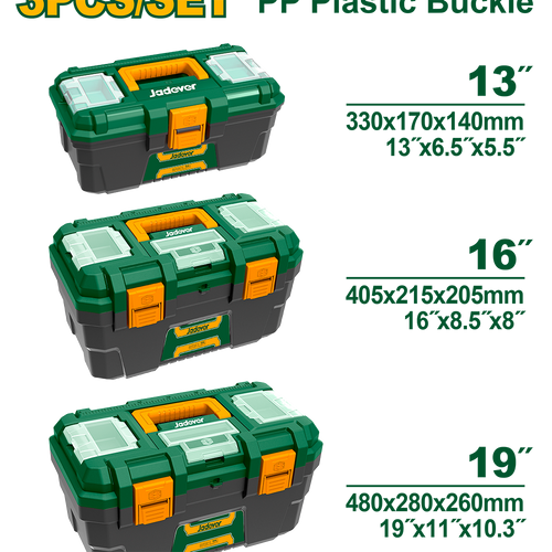 JADEVER JEU DE BOÎTES À OUTILS EN PLASTIQUE 3PCS