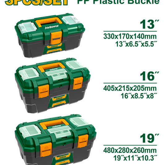 JADEVER JEU DE BOÎTES À OUTILS EN PLASTIQUE 3PCS