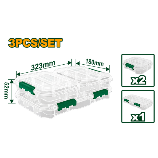 JADEVER SET DE 3 BOITES TRANSPARENTES