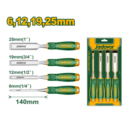 JEU DE 4 CISEAUX A BOIS 12MM -19MM-25MM JADEVER JDWC2204 au Maroc