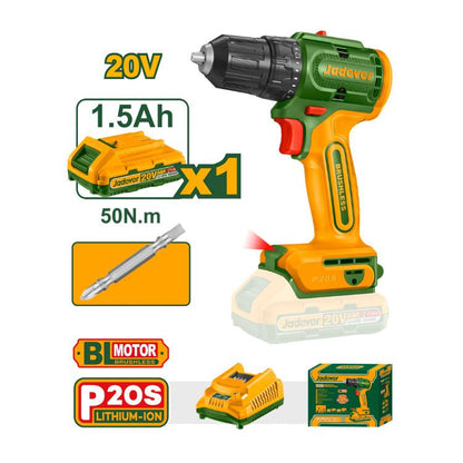 VISSEUSE BRUSHLESS 20V 50NM 1 BATTERIE 1.5A JADEVER JDCDP5521 au Maroc