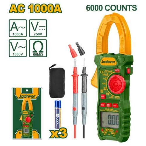 Pince ampèremétrique digital AC 1000A JADEVER JDDM6508 au Maroc
