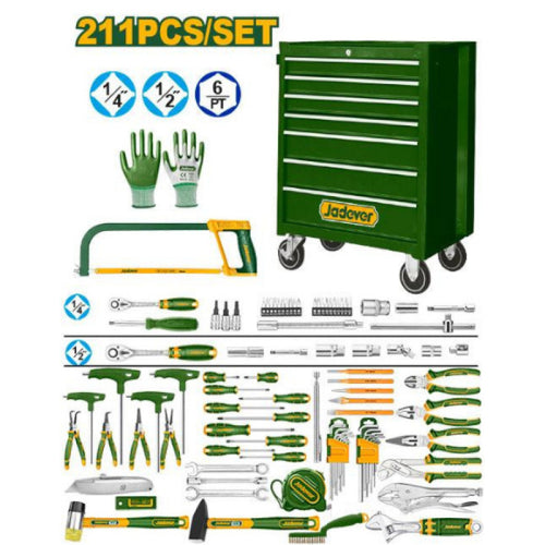 Servante + Ensemble de 211 outils JADEVER JDHS3211 au Maroc