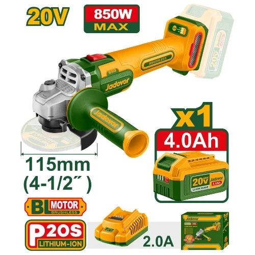 Meuleuse d’angle 20V 115mm + 1Batt 4,0Ah avec Chargeur JADEVER JDLAP5421 au Maroc