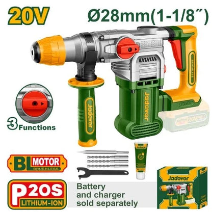 Marteau Perforateur Brushless 20V 28mm Sans Batterie Sans Chargeur JADEVER JDLM1528 au Maroc