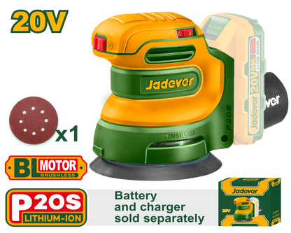 Ponceuse Excentrique Brushless 20V Sans Batterie Sans Chargeur JADEVER JDRAP5030 au Maroc
