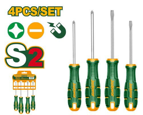 JEU DE 4 TOURNEVIS 1Pcs SL5.5*5*100mm 1Pcs PH1*5*100mm 1Pcs SL6.5*6*150mm 1PcsPH2*6*150mm JADEVER JDSSA404 au Maroc