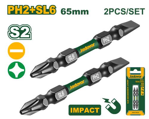 set de 2 embouts ph2+sl x65mm JADEVER JDSV3K63 au Maroc