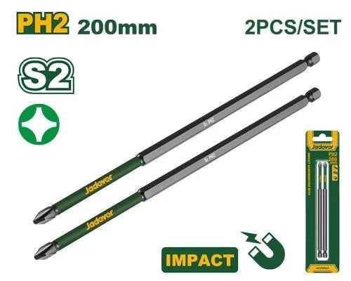 set 2 Embouts de tournevis à percussion ph2*200mm jadever JADEVER JDSV5K65 au Maroc